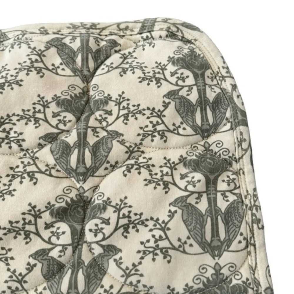 Kate Quinn Organic Cotton Muted Green Bird Print Quilt Baby Nursery Blanket‎
